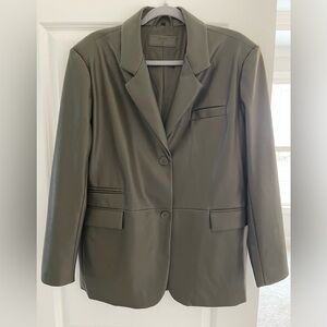 Gorgeous faux leather dark olive green blazer.